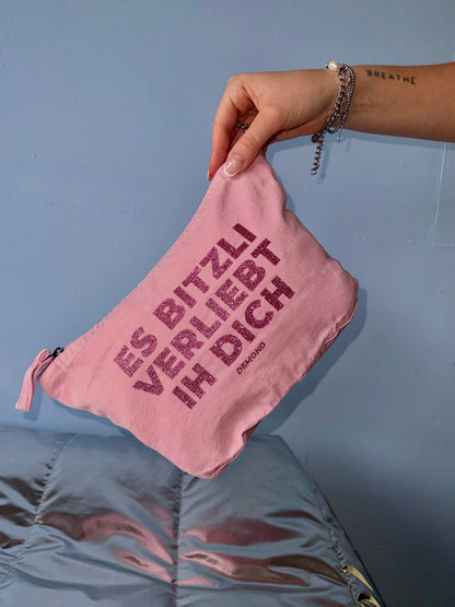 Es bitzli verliebt ih dich rosa glitzer Necessaire