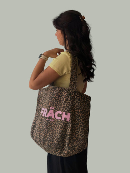 FRÄCH Rosa Leopard Print Shopper