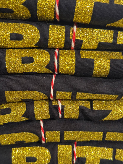 Es bitzli verliebt ih dich T-Shirt goldenem Glitzer