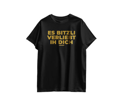 Es bitzli verliebt ih dich T-Shirt goldenem Glitzer