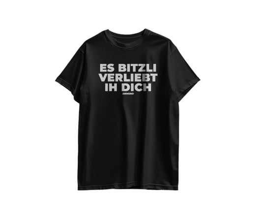 Es bitzli verliebt ih dich T-Shirt silberner Glitzer