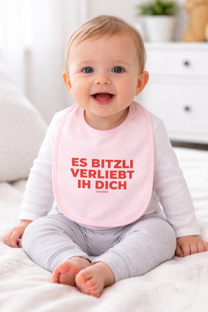 Es bitzli verliebt ih dich Lätzchen Rosa