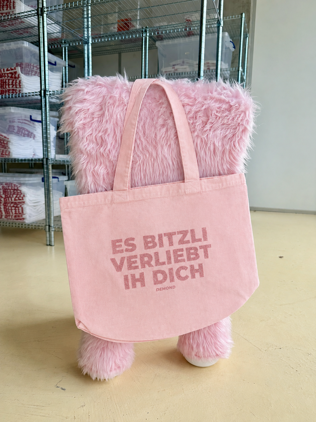 Es bitzli verliebt ih dich rosa glitzer shopper